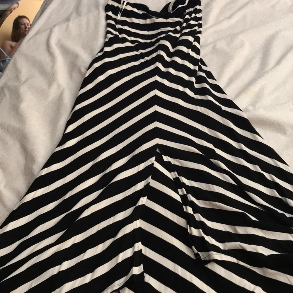 White House black market hi low strapless maxi